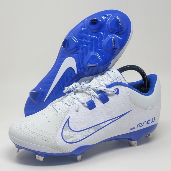 Nike Hyperdiamond 4 Pro White Blue Softball Cleats Women's Sz 9.5 FZ0922-103 New - Picture 1 of 10